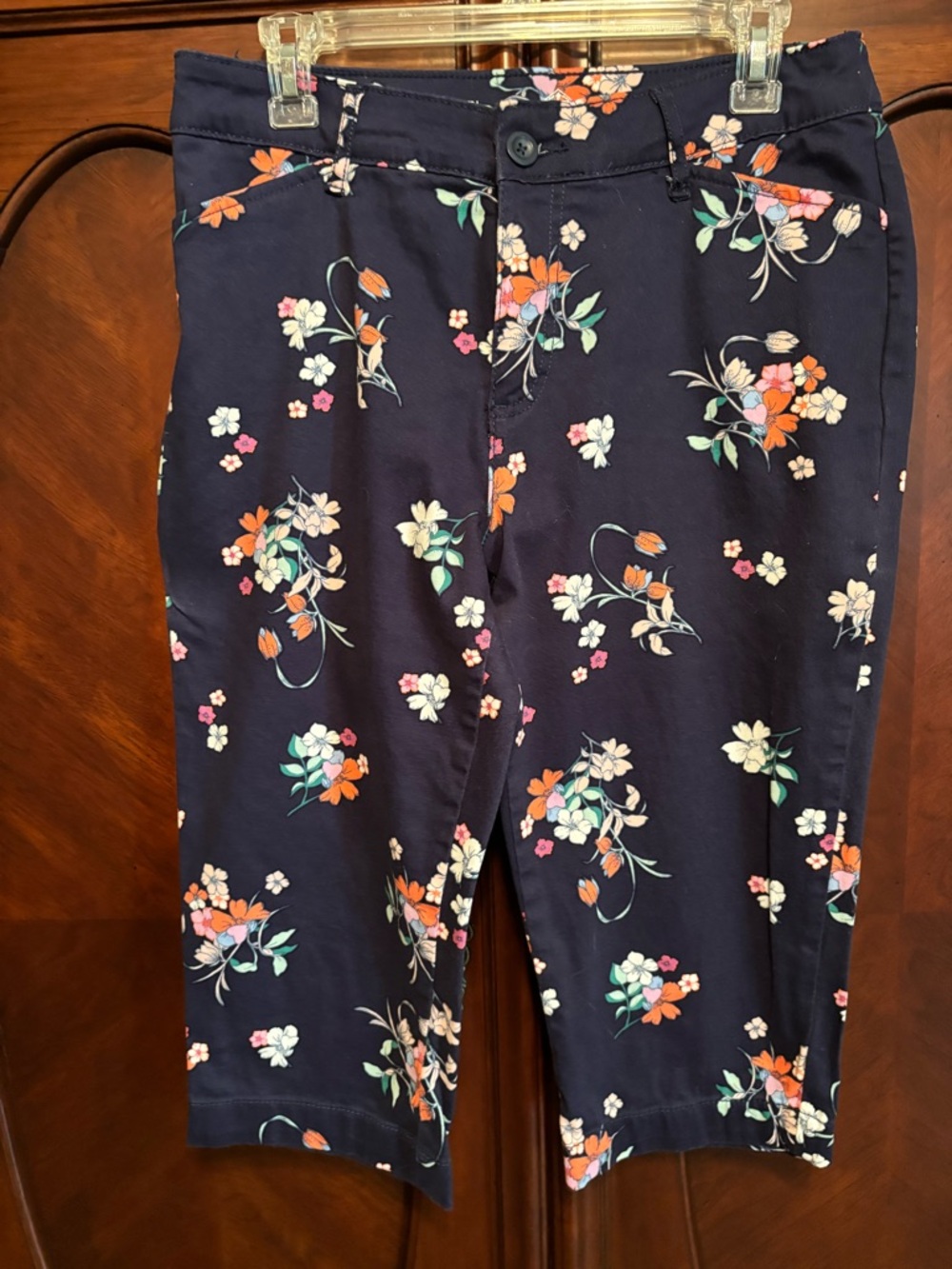 Navy Floral Capri Pants